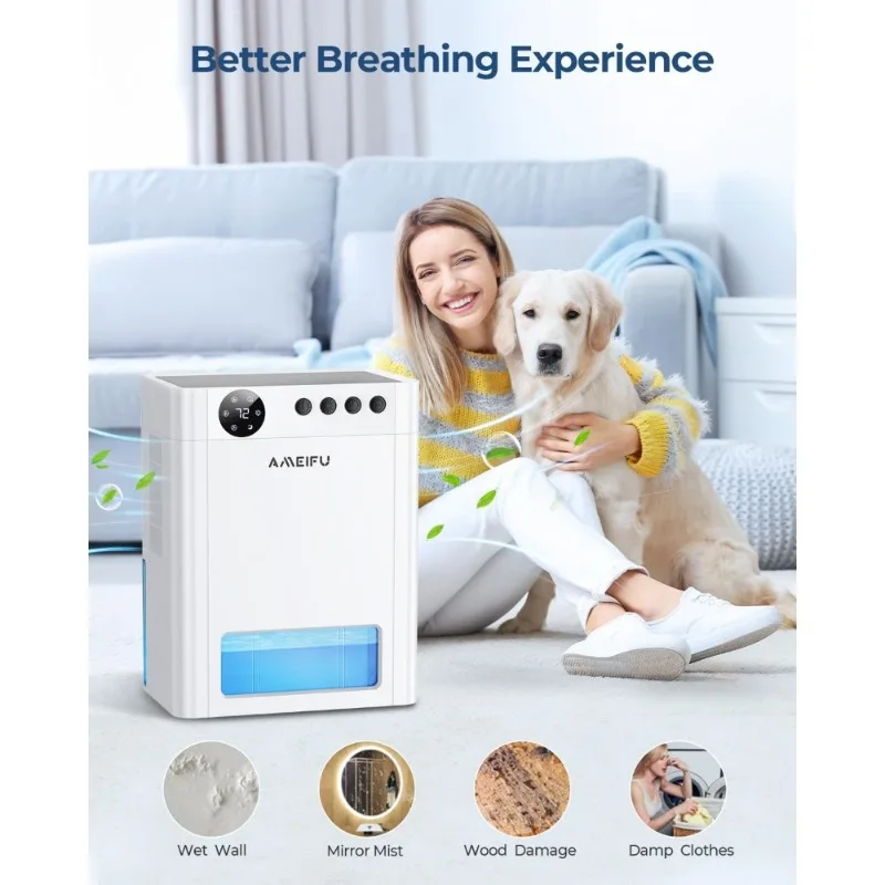 Luftentfeuchter für Zuhause, 135 Unzen, Wassertank für Badezimmer, Schlafzimmer, Wohnmobil, Schrank mit Timer, automatische Abschaltung, 7 Farben, LED-Licht, Schlafmodus