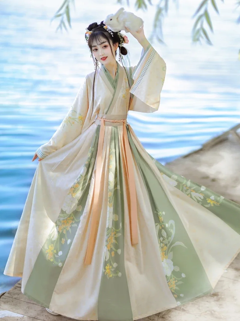 Hanfu Dress Women Ancient Chinese Hanfu Female Halloween Cosplay Costume 2023 Summer Dress Hanfu Green 3pcs Sets For Women