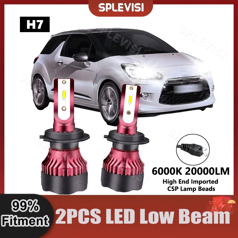 

1Pair Replace LED Headlight Low Light Bulbs 20000LM 200W 9V-36V For Citroen DS3 2009 2010 2011 2012 2013 2014 2015 Car Light Kit