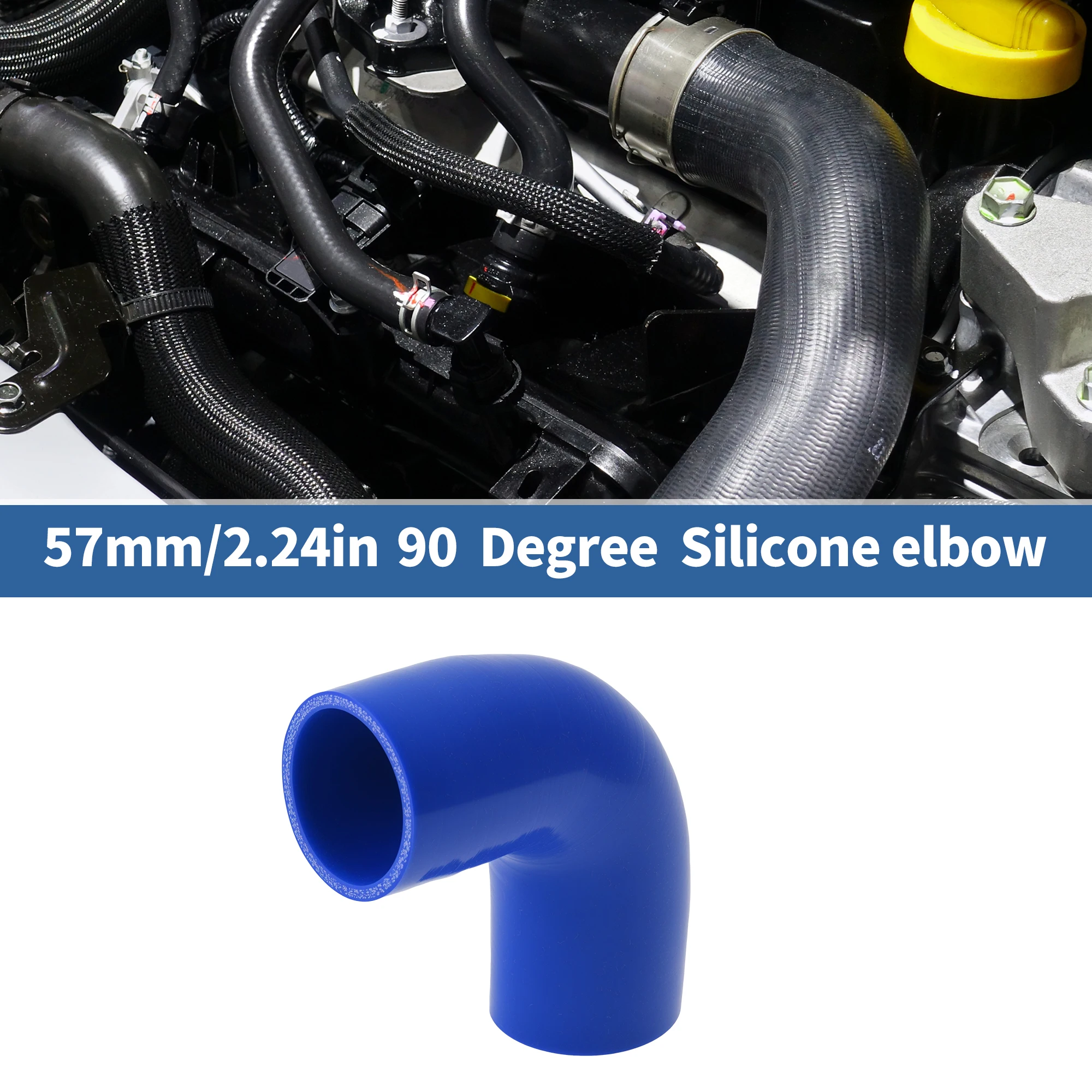 X Autohaux 90-Grad-Silikon-Winkelkupplungsschlauch 57 60 90mm ID Auto-Verbindungsrohr Universal 102mm Länge Auto-Kühlmittelschlauch – Detail 1