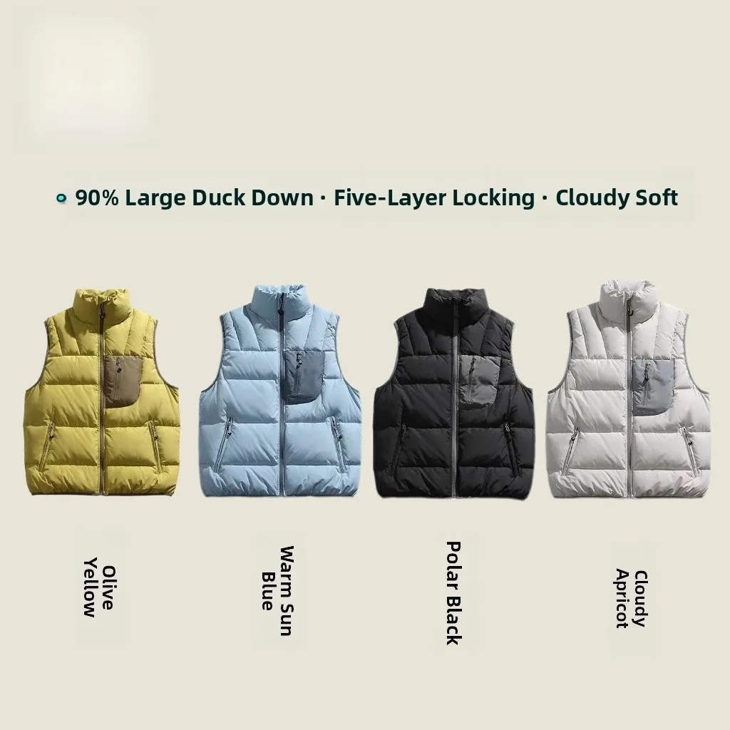

Mona Thiened Outdoor Workwear Jaet Du down Vest ex Waterproof Patchwork Spor Sle Mid-Length Loose Fit Coat