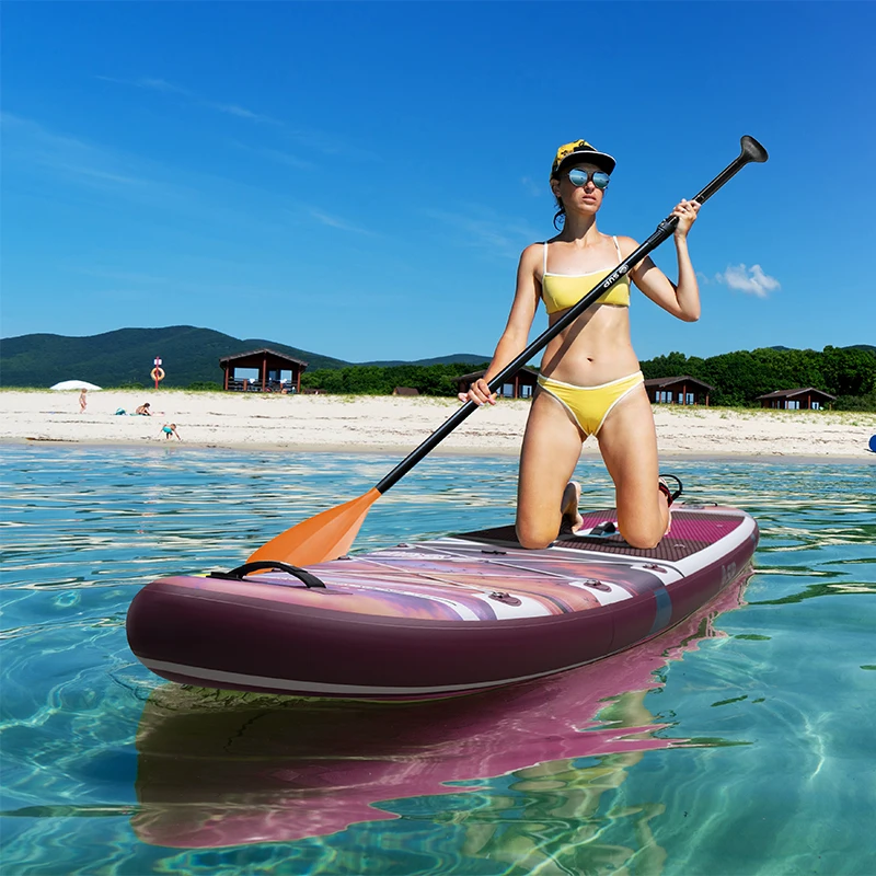 Extra Wide Stability PVC Beginner SUP Board with Easy Maneuver Inflatable Accessory Convenient Storage Bag & Repair Kit