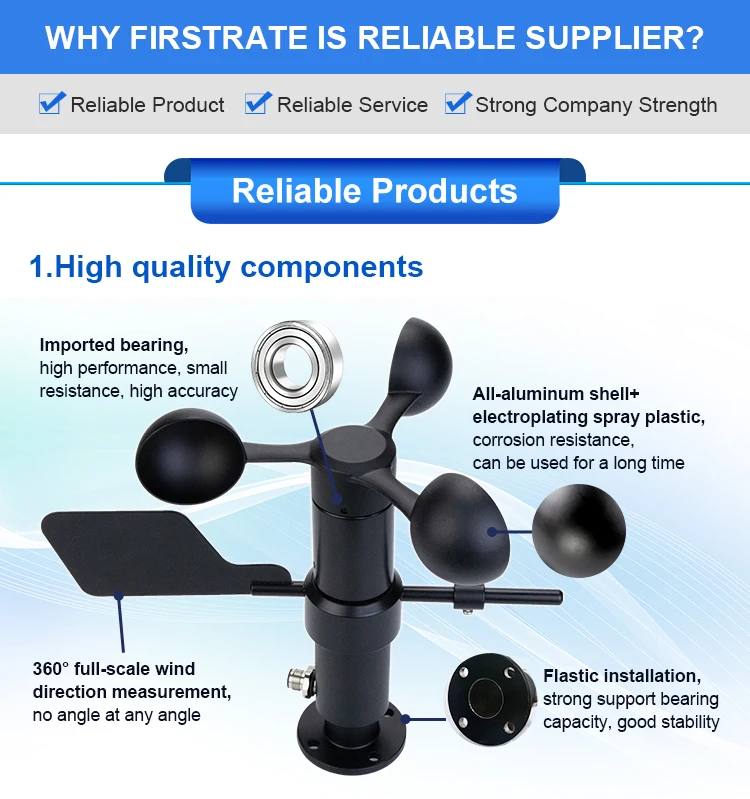 2026 Firstrate FST200-205 Windgeschwindigkeitssensor Anemometer zur Messung der Windgeschwindigkeit und -richtung Sensorrection Sensor Instrumente