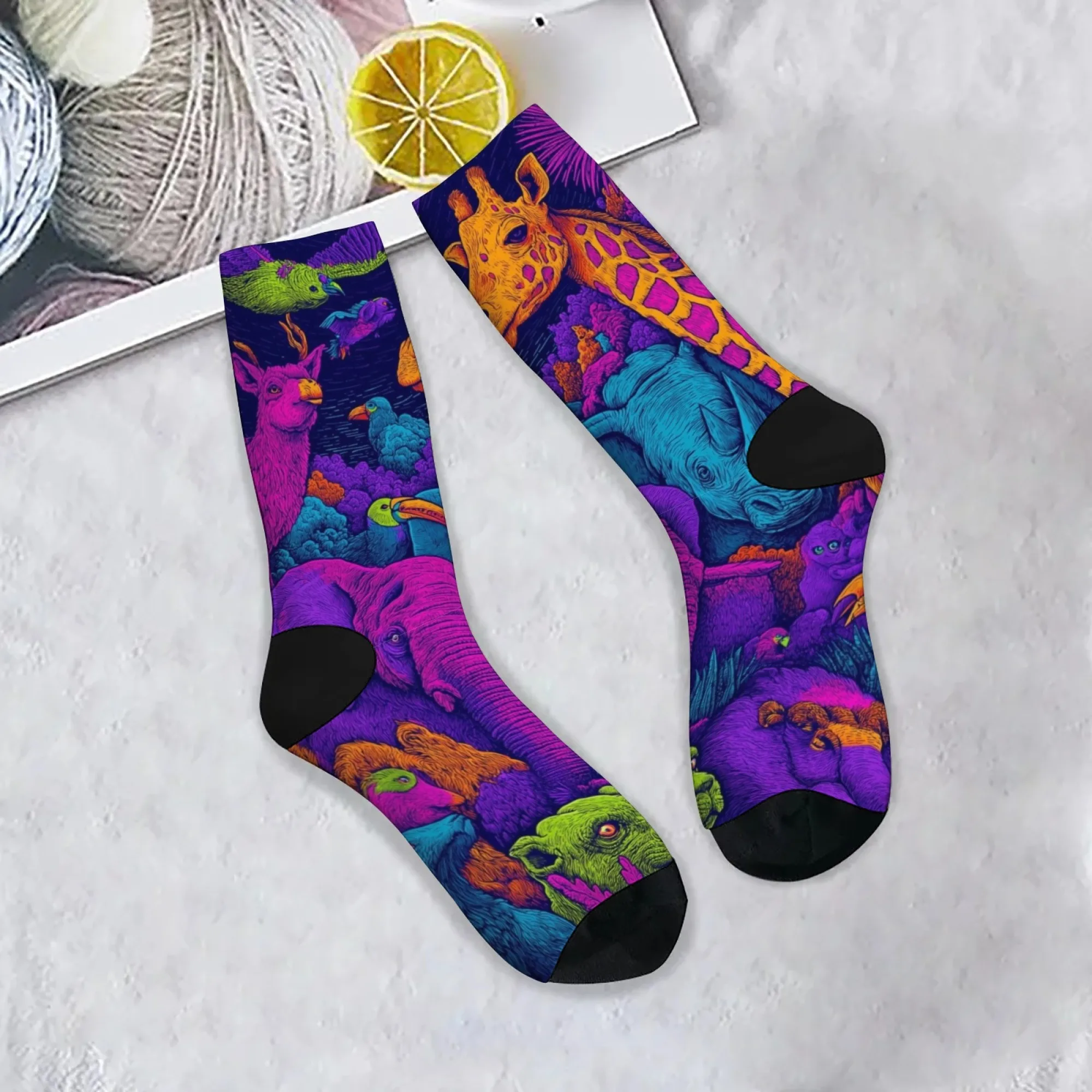 Herrensocken mit Harajuku-Retro-Tiermuster – neuartige Street-Style, künstlerische, psychedelische Freizeitsocken – bequeme rutschfeste Socken als Geschenk