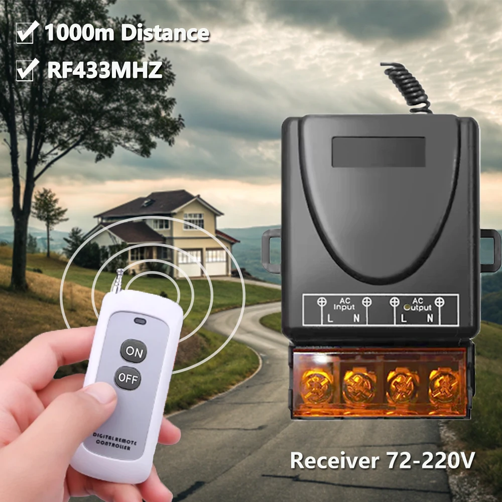 1000M Long-Range Remote Control, 220V Wireless Remote Switch, Motor Water Pump Wireless Switch,Car Power Supply