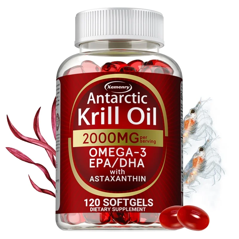 

Antarctic Krill Oil Astaxanthin Capsules(EPA, DHA) Joint And Skin Health Support Immunity, Cardiovascular, Non-Gmo