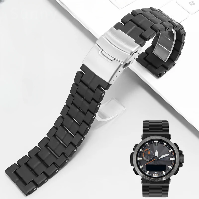 ل كاسيو Protrek سلسلة اكسسوارات PRW-60/YT 30/50/70 في الهواء الطلق الرجال لومينوكس الأسود البلاستيك الصلب الجبل 23 مللي متر حزام (استيك) ساعة