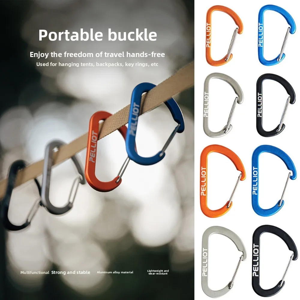 Multi-colors Mountaineering Buckle Aluminium Alloy with External Safety Lock D-type Outdoor Sports Buckles