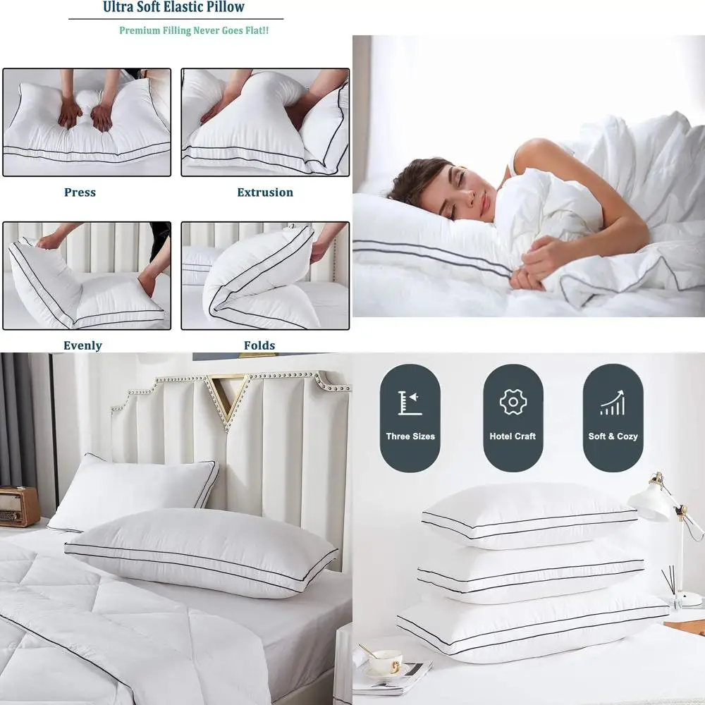 

Роскошные мягкие подушки королевского размера для сна по бокам и спине с дышащим чехлом из микрофибры (белые, 4 шт.)