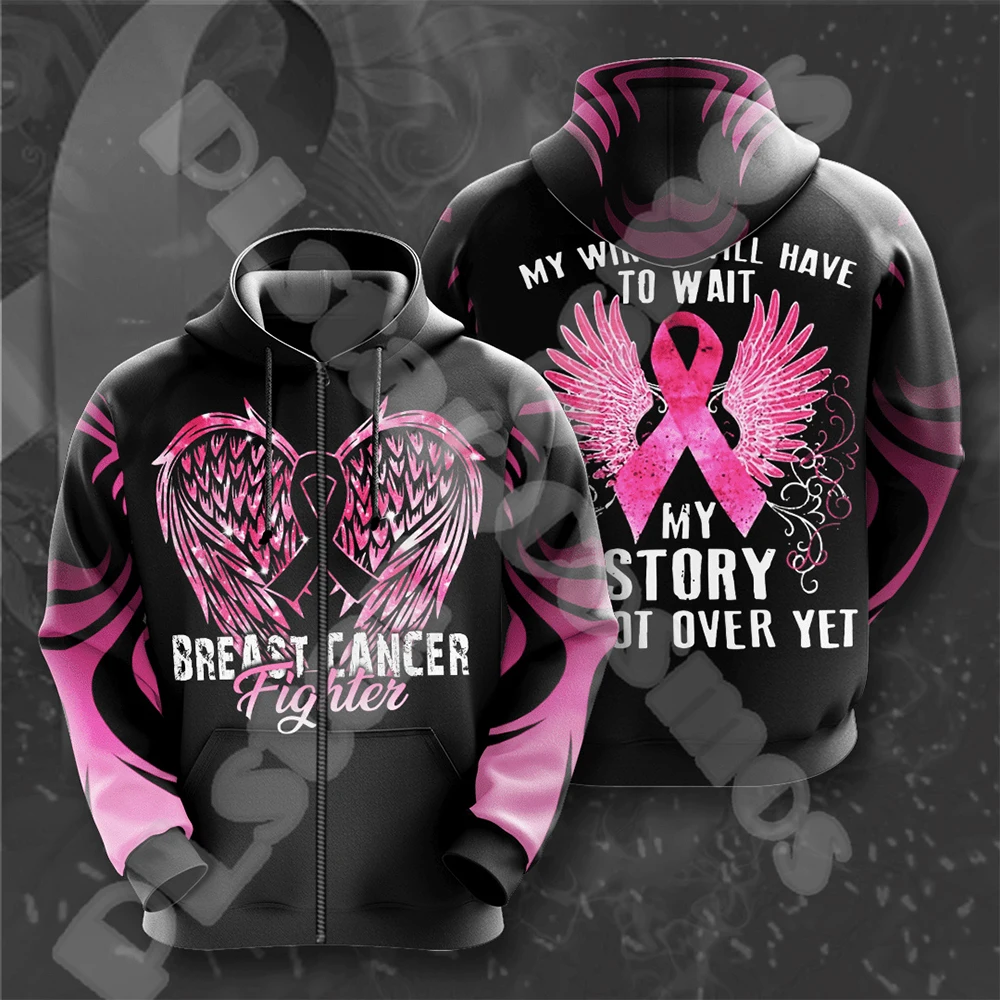 اسم مخصص سرطان الثدي المقاتل الوردي الملونة الوشم ريترو خمر 3DPrint البلوز Harajuku عادية مضحك هوديس سترة A21