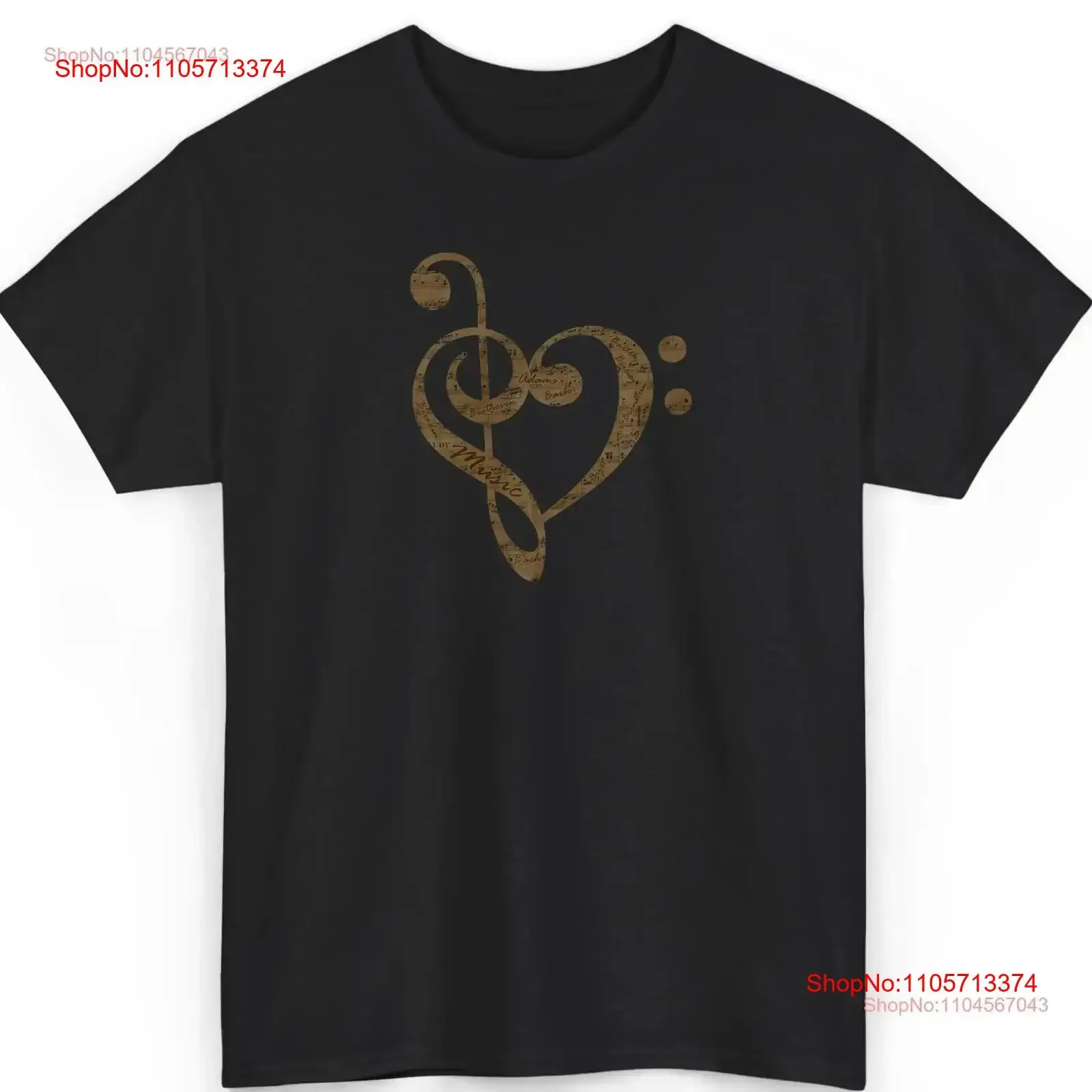Musical HearT T Shirt Treble Clef and Bass Music Lover of Minimalist Cute Musician vintage Washed homme graphic Unisex