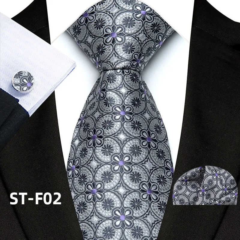 Florales Paisley-Krawattenset für Herren, Vintage-Krawatte, Taschentuch, Manschettenknöpfe, Set für Herren, klassische Anzugaccessoires, hochwertige Gravata – Detail 7