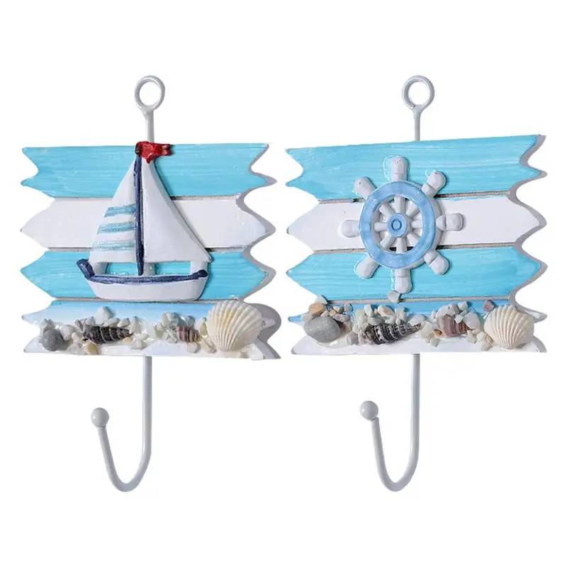 Wall Hooks Marine Theme Decorative Clothes Hooks Hanger Wall Decoration Coat Hooks For Entrance Door Bedroom Bathrooms