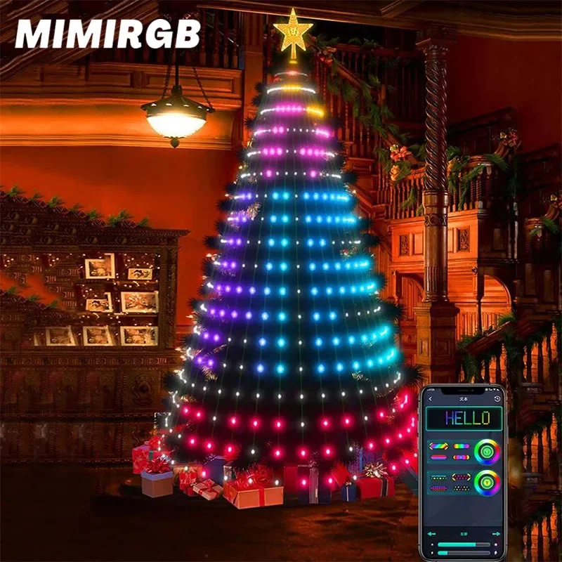 RGB 400LED Christmas Tree Lights Bluetooth App Remote Control Lamp USB Garland  for Bedroom Christmas New Year