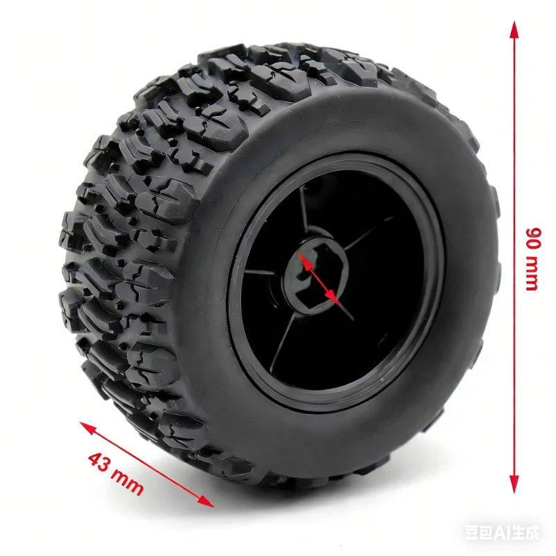 WLtoys MJX 90mm Monster Truck Tire High Grip All-Terrain Rubber Tyre with Foam Insert for 1/10 1/16 RC Car Replacement Part