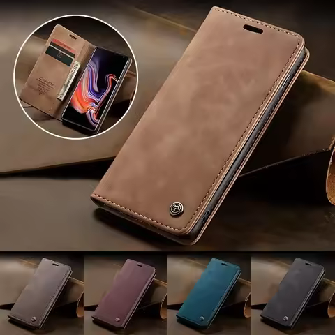 Magnetic Flip Leather Phone Case For Samsung Galaxy S25 Plus S24 FE S23 S22 S21 Ultra S20 S10 A15 A35 A55 Wallet Card Cover Etui