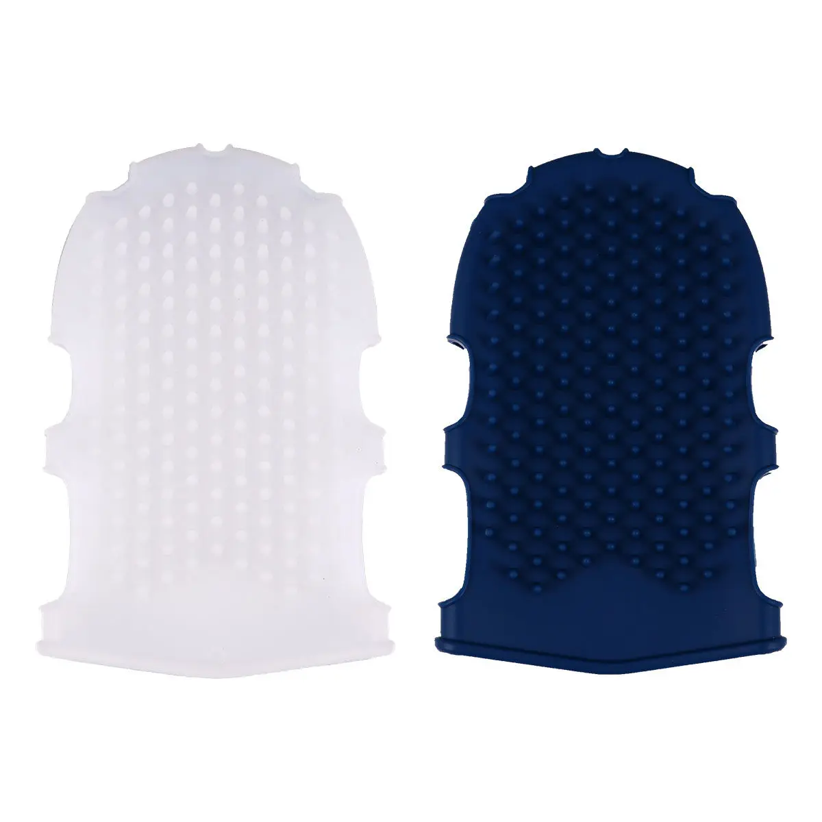 2Pcs Silicone Bath Massage Brush Gloves Semi-Transparent White Dark Blue Ergonomic Body Scrubber Skin Exfoliator Deep Clean
