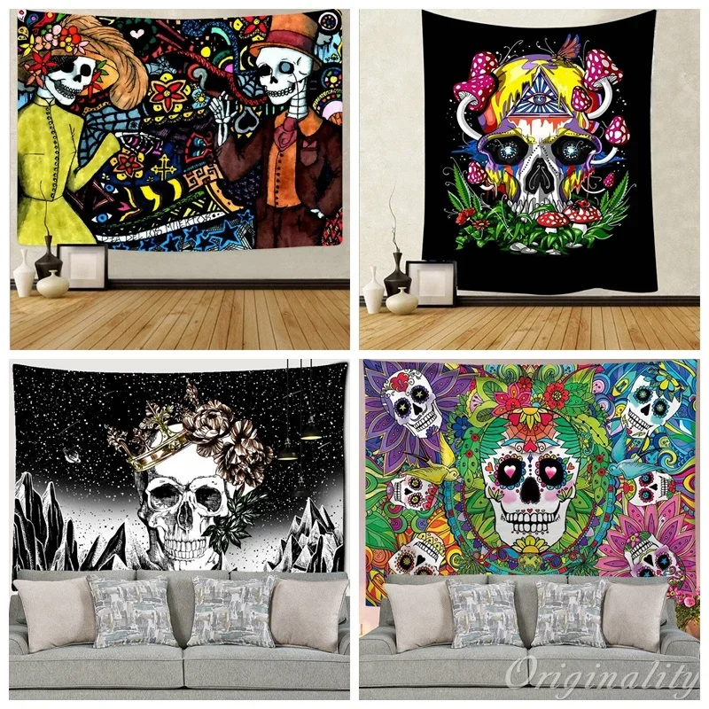 

Psychedelic Mexican Skull Art Tapestry Wall Hanging Home Decor