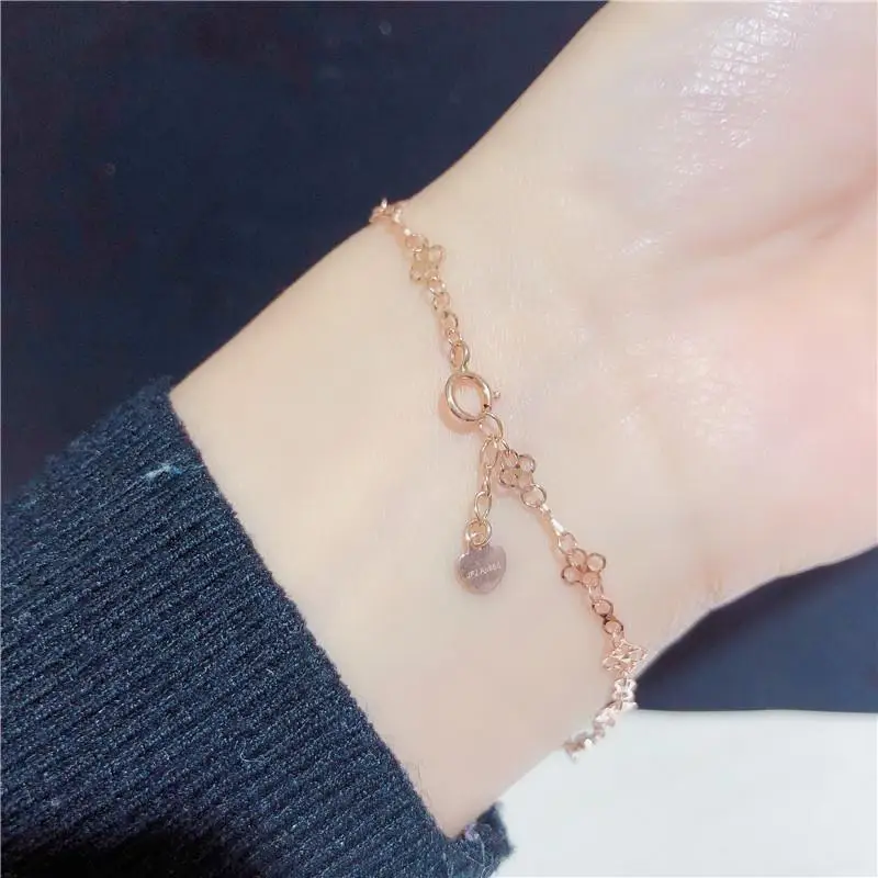 585 Purple Gold Fashion Plated 14K Rose Gold Flower Bracelet for Women charm Sweet Slender bangles Party Wedding Jewelry