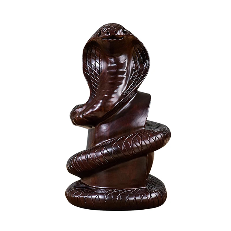 Serpiente del espíritu del zodiaco de madera maciza, decoración del hogar, 8CM, adorno de serpiente tallada de sándalo negro, accesorios de escritorio de oficina, 1 unidad