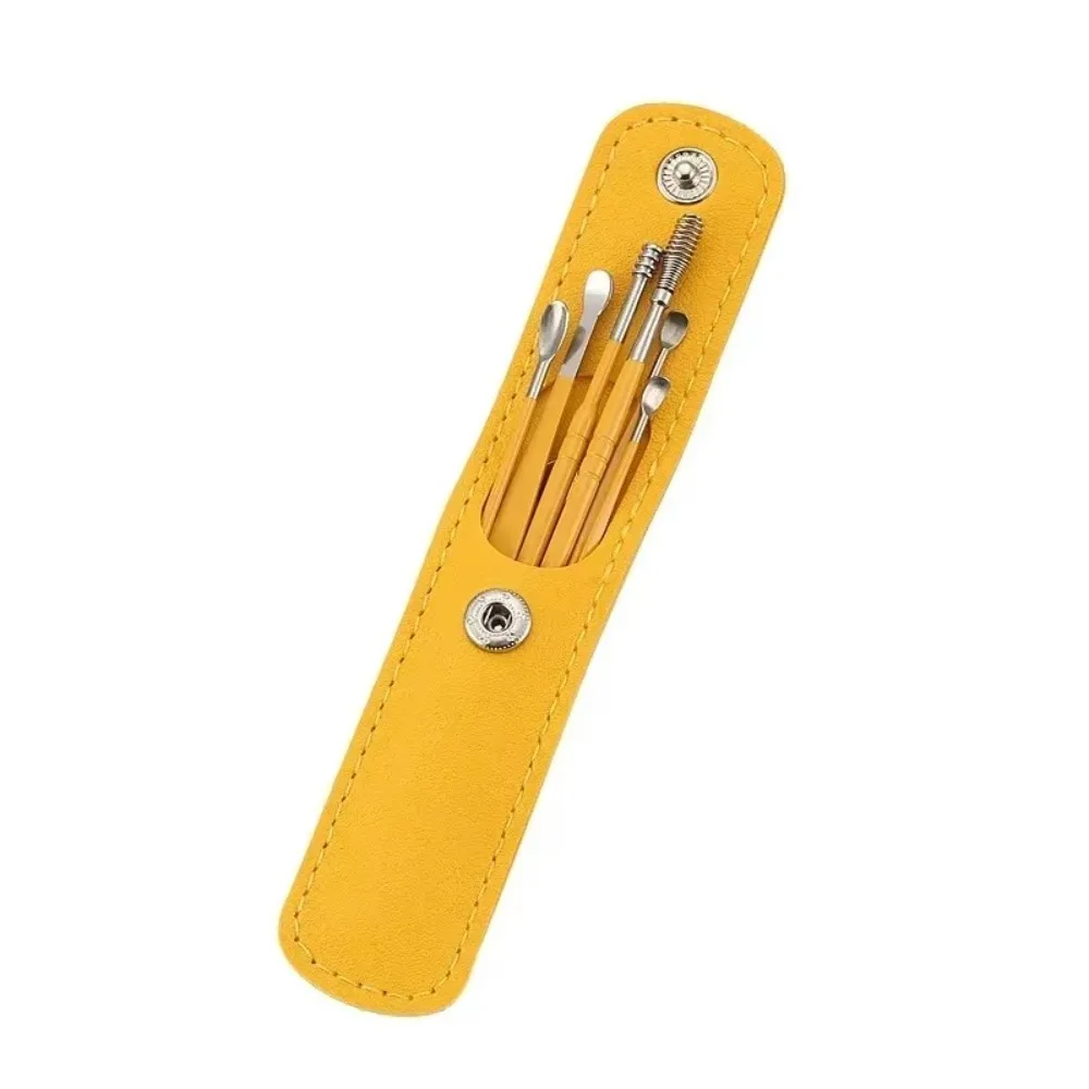 7pcs/set Portable Stainless Steel Ear Cleaning Spoon Set Ear Care Spiral Wax Pickers Convenient Wax Remover Curette Home
