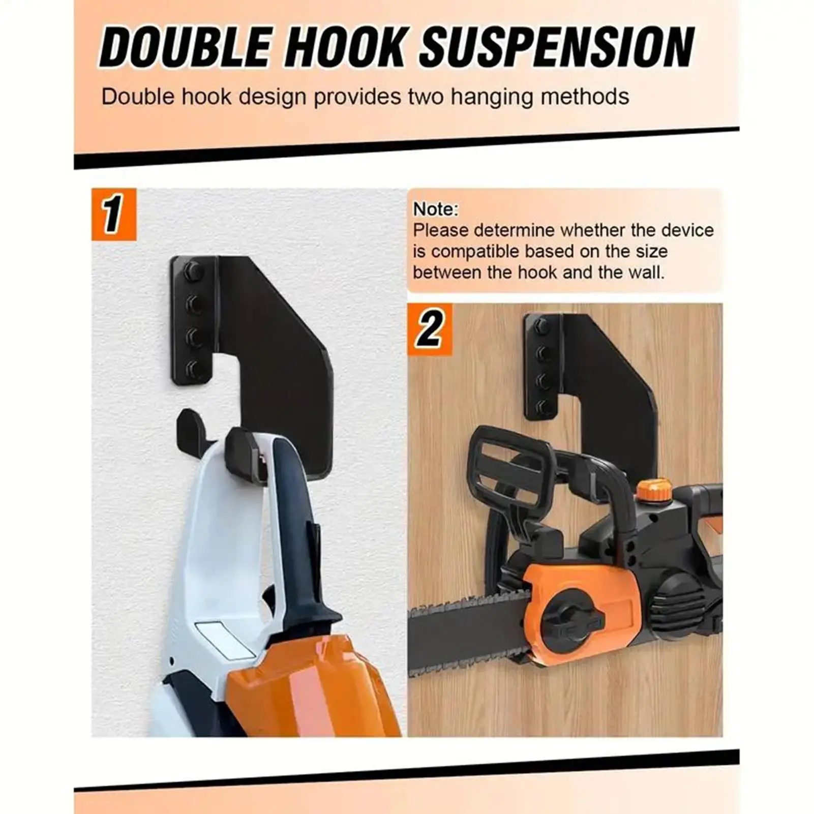 

Chainsaw Holder Heavy Duty Garage Organization Space-Saving Design Garage Tool Storage Rack For Chain Saw Hand Saw Shovel Oil
