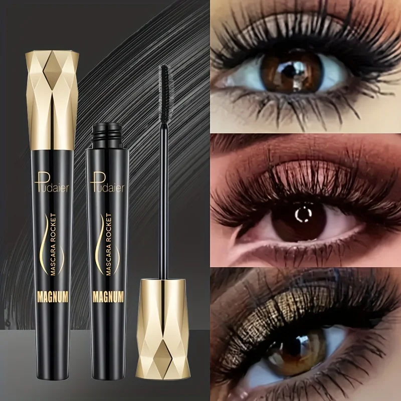 1pc Pudaier Fiber Lash Mascara - Waterproof, Smudge-Proof, Long-Lasting Black Extensions, Natural Look, No Flaking or Clumping,