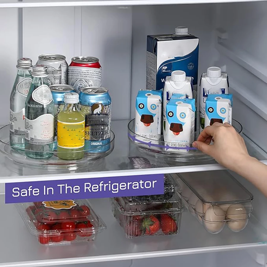 منظم الخزانات، قرص دوار بلاستيكي دائري كسول سوزان للخزائن، وخزائن الطعام، وأسطح الطاولات، والطاولات، والثلاجات