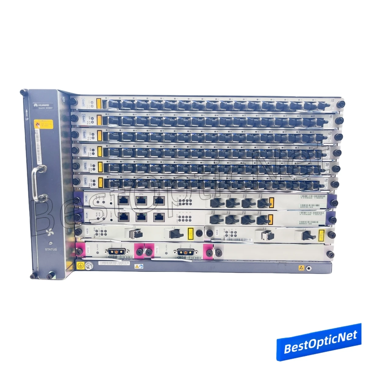 Used HUAWEI GPON OLT MA5683T MA5603T 2*SCUN 2*X2CS 10GE Uplink Port 2*PRTE DC Power Card 1-6 GPFD GPON Card With C+ or C++ SFP