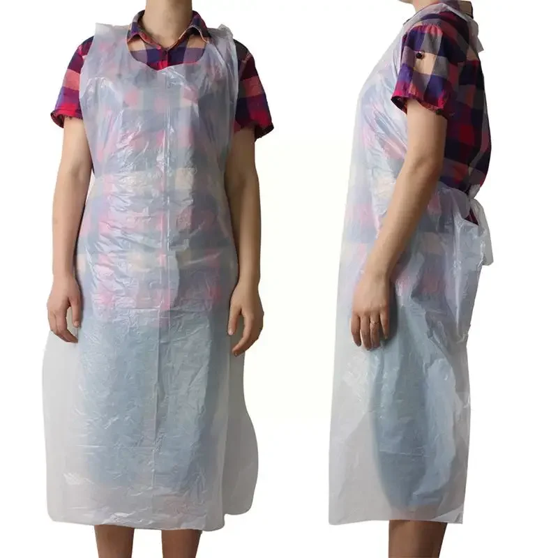 100pcs/set White Disposable Cleaning Apron Transparent Use Kitchen Easy Supplies Aprons Plastic Antifouling