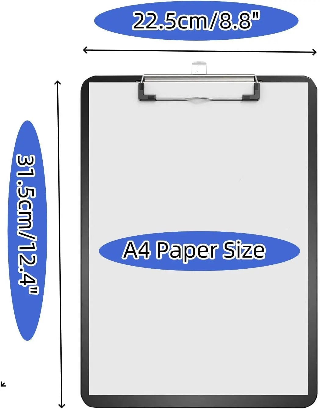 Plastic Clipboards, 10pcs A4 Clipboard Folder 12.5x9 Inch Clip Boards with Secure Hold for Office & Classroom Supplies - Black