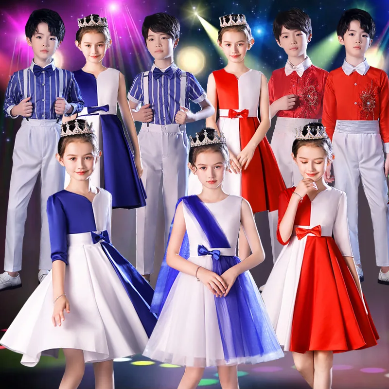 

Child chorus uniform Student poetry recitation piano performance choir performance costumes