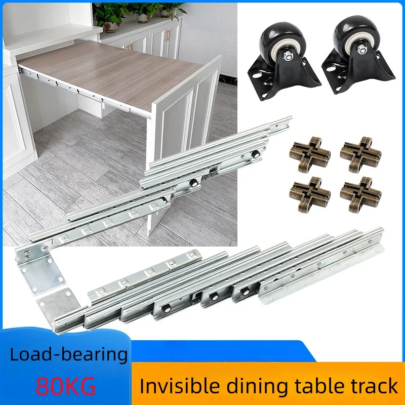 Hidden Form Folding Dining Table Track Rail, Cabinet Sliding Extension Furniture Dining Table Hardware Accessories
