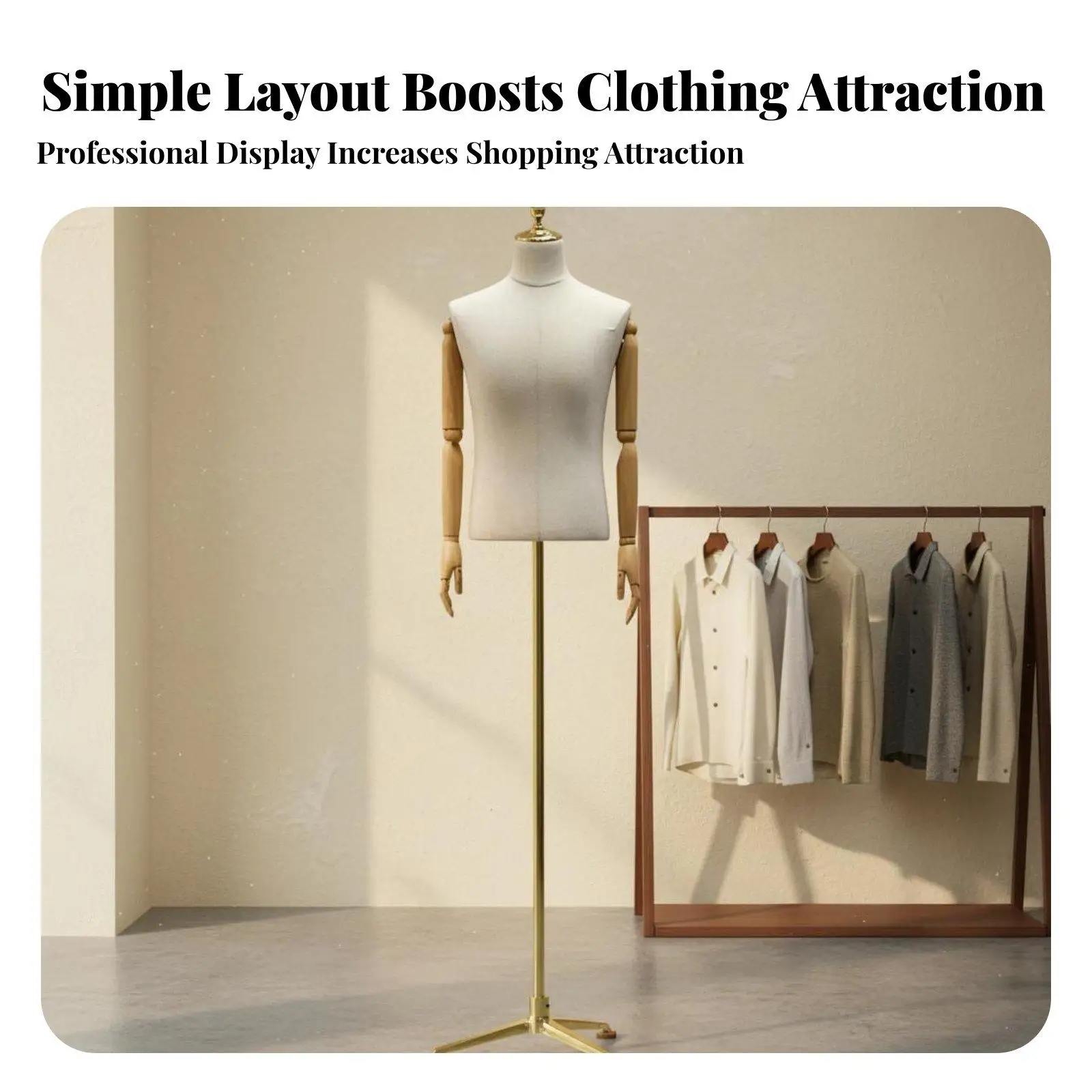 Classic Linen Covered Mens Torso Mannequin with PE Core and Metal Base for Showcasing Shirts Suits in Retail Space
