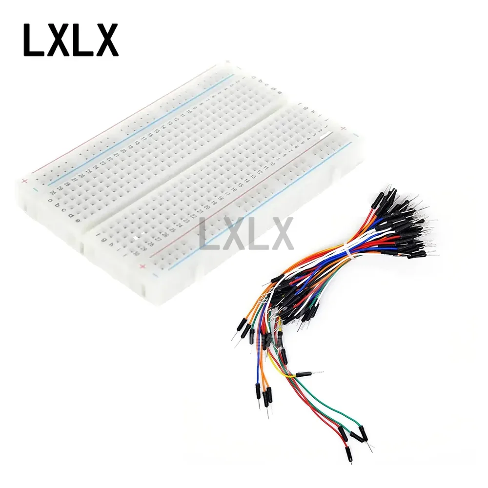 1pcs 400 Holes Breadboard 65 Connection Cable Mini Breadboard Experiment Board Length 8.5CM Width 5.5CM