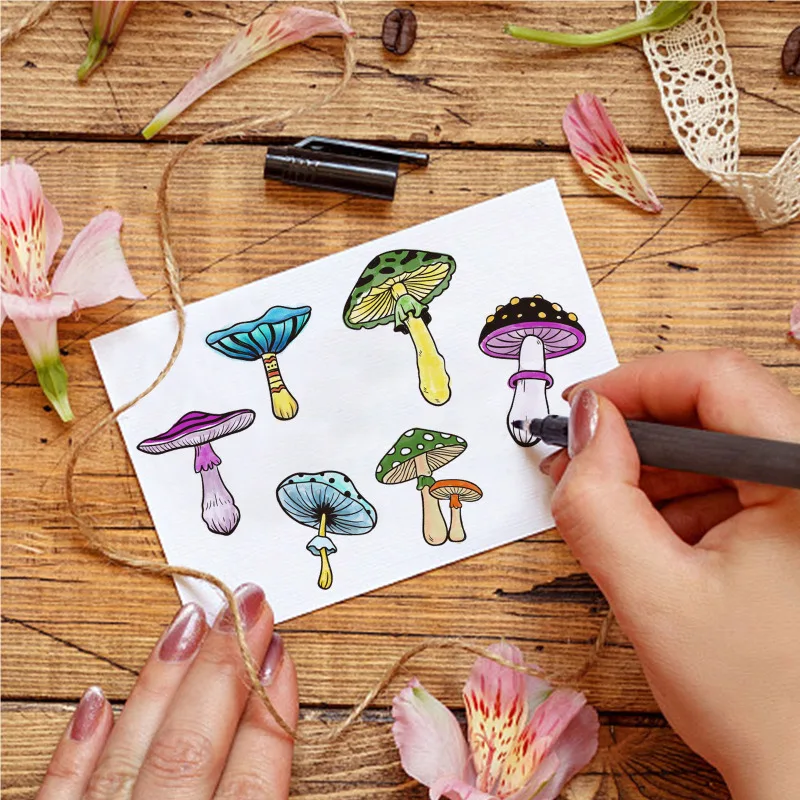 1 arkusz grzyb przezroczysty stempel do tworzenia kartek Agaric silikonowy przezroczysty stempel gumowa przezroczysta pieczęć do DIY Scrapbooking