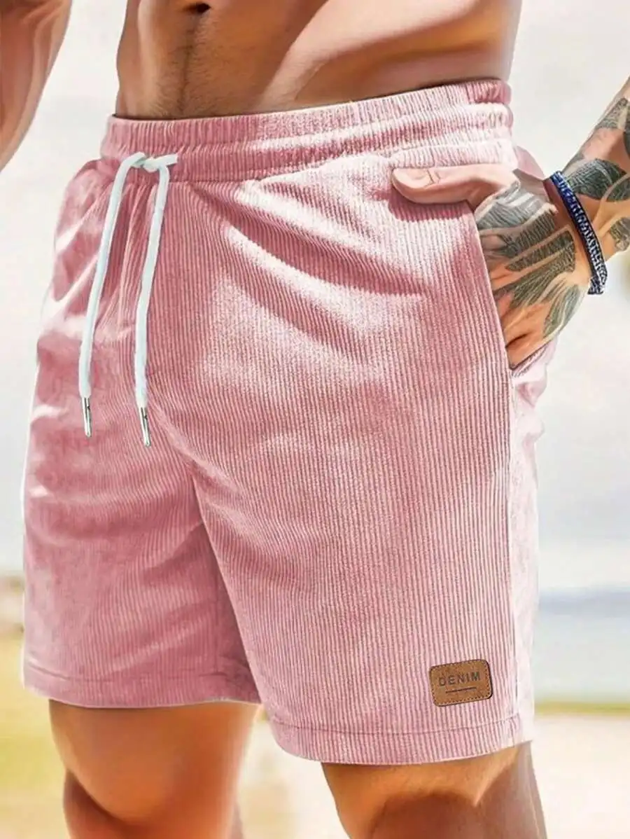 

Mens Corduroy Swim Trunks For Beach Vacation With Adjustable Drawstring Waist