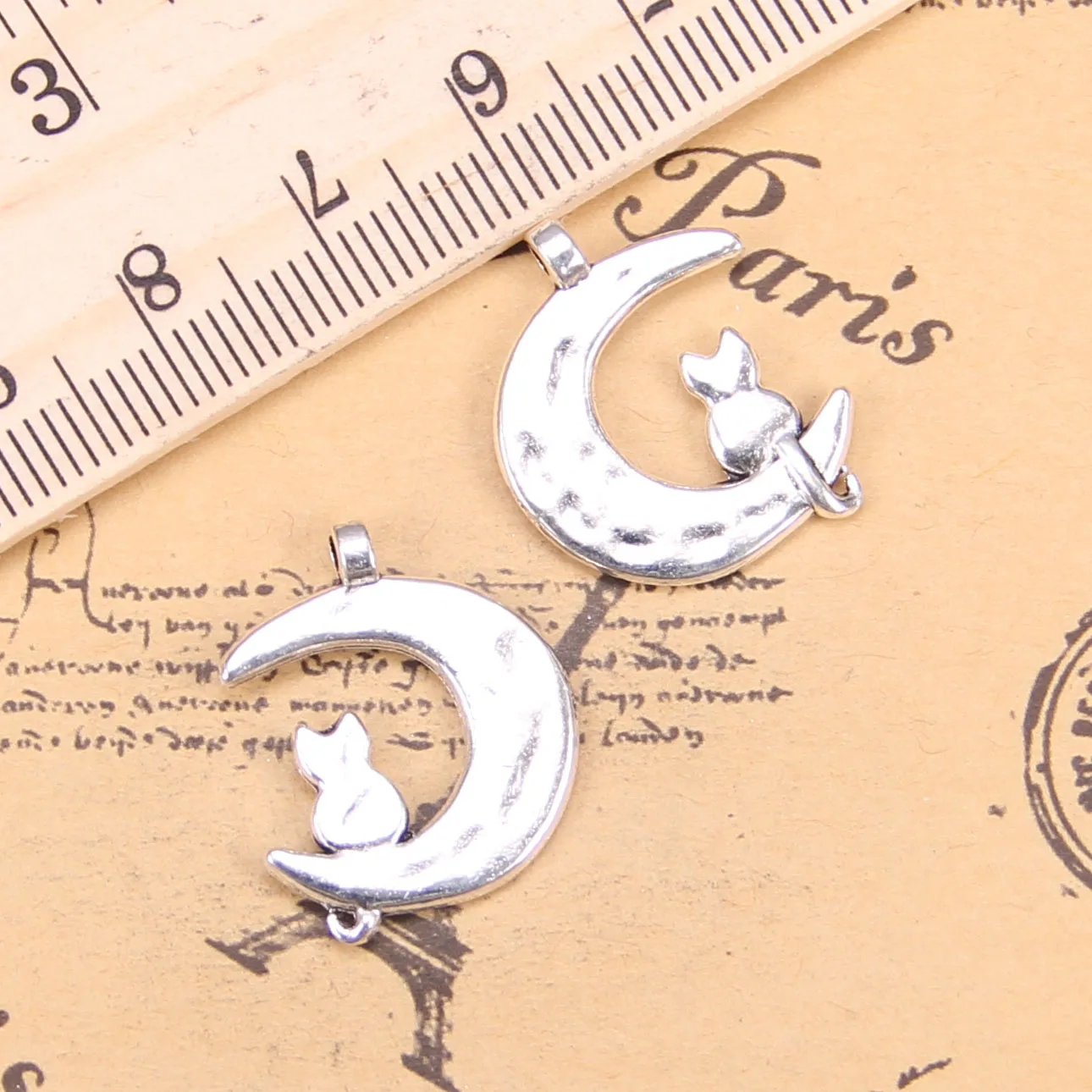 72pcs Jewelry Charms moon cat 22x18mm Antique Silver Plated Pendants Making DIY Handmade Tibetan Silver Jewelry