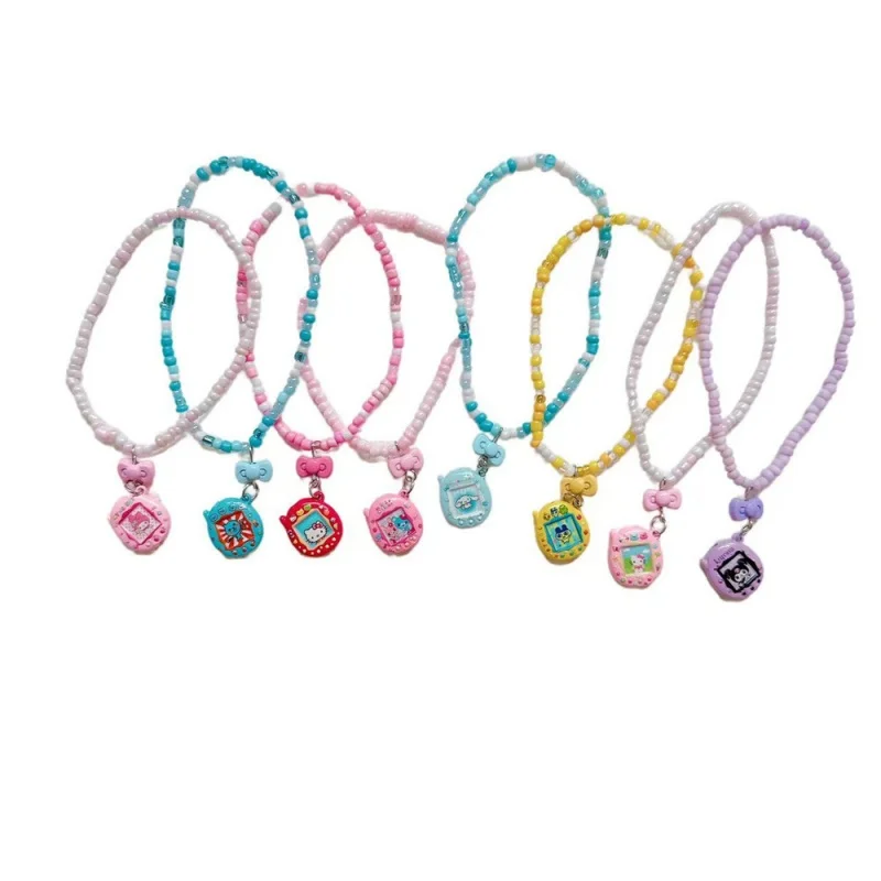 

Handmade Elastic Miyuki Bead Necklace Mini Tamagotchi Simulation Game Machine Cartoon Pendant For Bjd Dolls Girls Gift