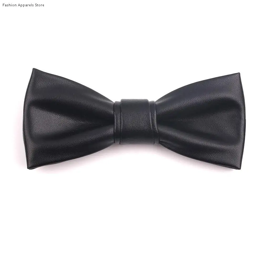 

Classic Solid Color PU Leather Bow Tie Adjustable Textured Men Necktie Creative Soft Retro Cravat Business