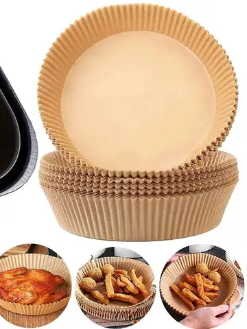 50/100/200Pcs Air Fryer Baking Paper Non-Stick Airfryer Baking Papers Round Air-Fryer Paper Liners Paper Kitchen Accessories