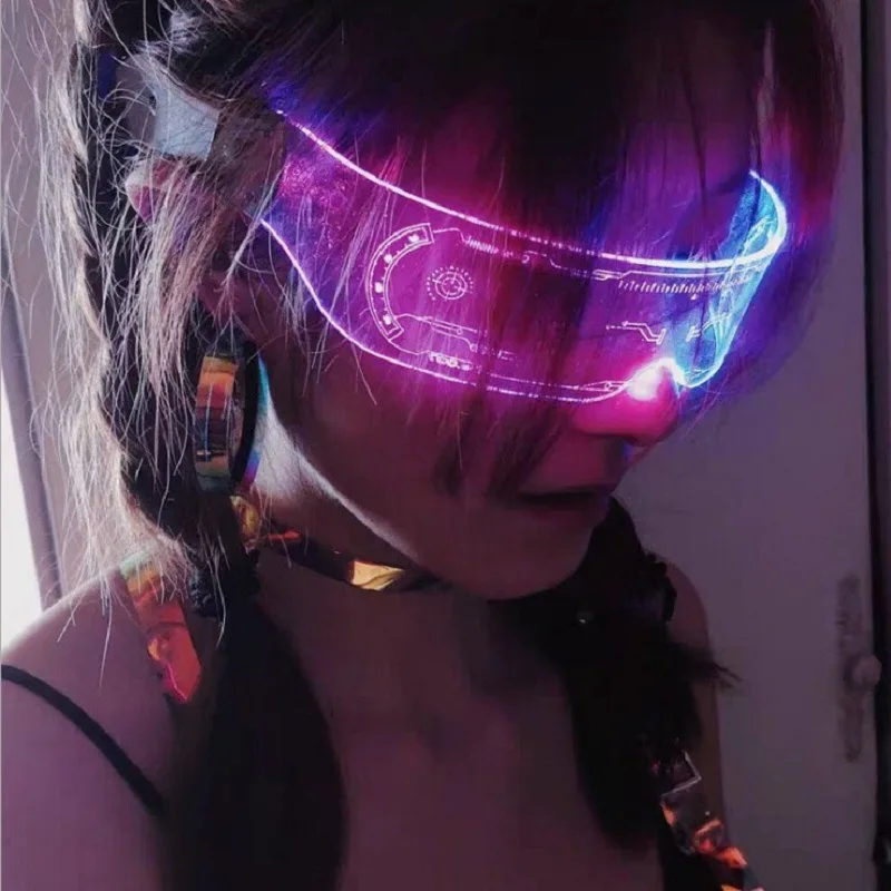 

Latest Fashion Led Light Up Flashing Color-Changing Luminous Fashion Transparent LED Luminous Futuristic Glasses Led