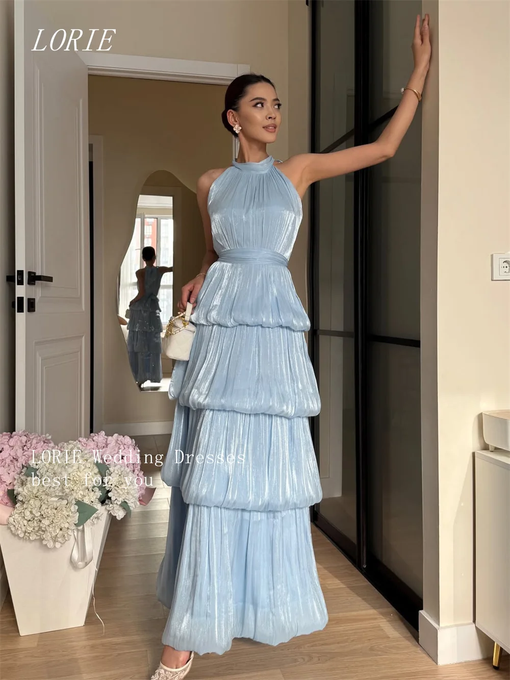 

LORIE Luxury Shining A Line Evening Dress Halter Elegant Formal Prom Dresses Tiered Birthday Party Gowns Customized 2026