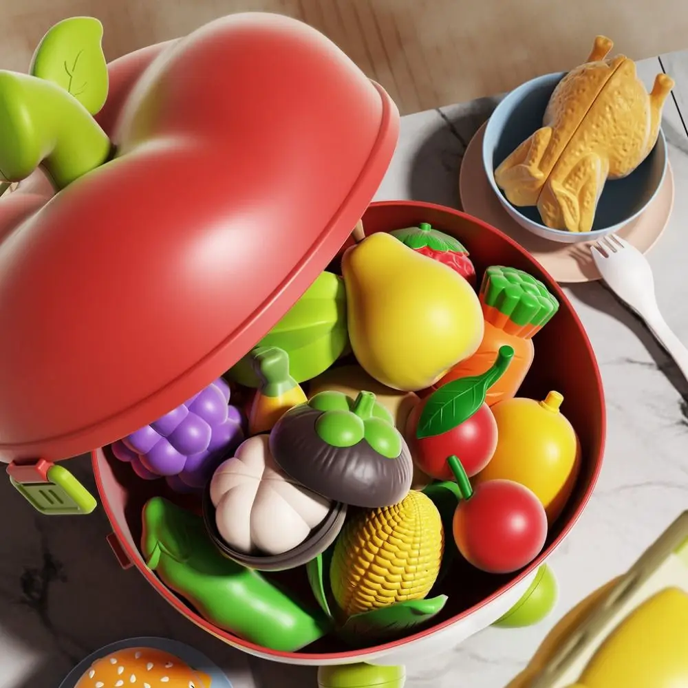 ABS Fruitsnijset Educatieve set Schattige kinderspeelvoedsel Grote container Speelkeukenaccessoires Speelhuisje Voedsel