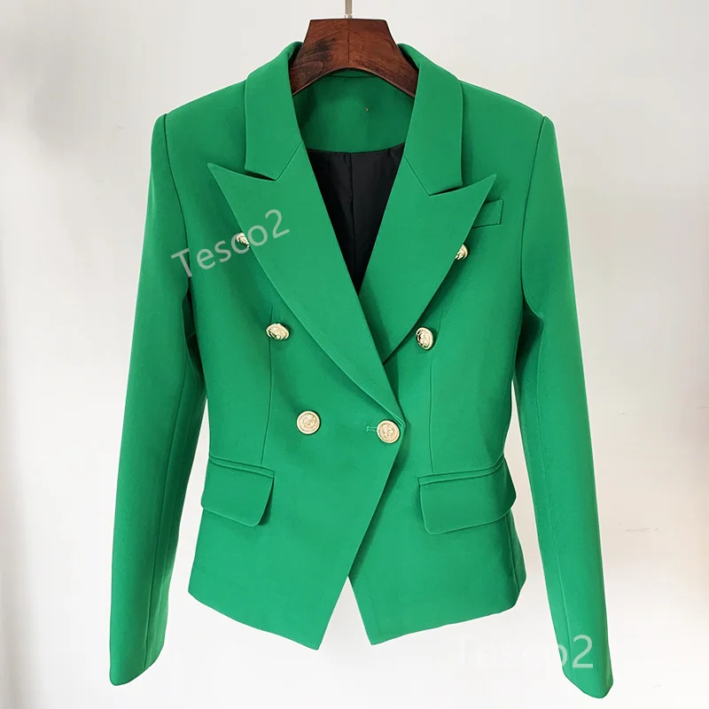 

Tesco New Suit Blazer For Women Green Classic Double Breasted Long Sleeve Jacket For Business Slim Elegant Lady Waistcoat S-3XL