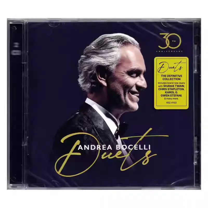 

2CD Classical Crossover & Vocal Pop Album Andrea Bocelli Music CD Duets Music Record Cosplay Walkman Car Soundtracks Box Gifts