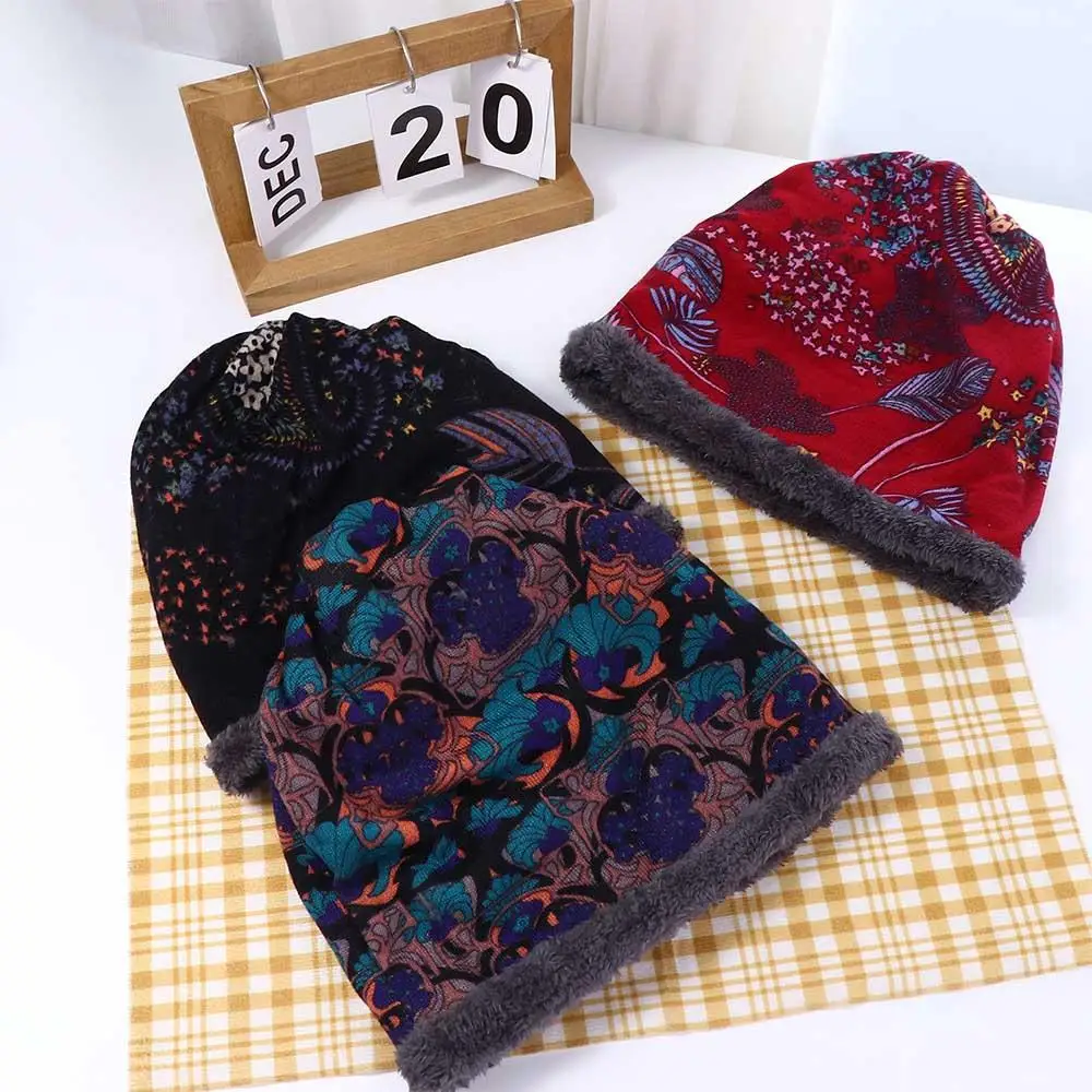 Модная мягкая теплая шапка с цветочным принтом и шеей, теплая мягкая бархатная шапочка, женская шапка, шапки-нагрудники