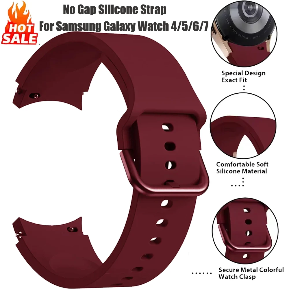 Nahtloses Silikonarmband für Samsung Galaxy Watch 4/5/6/7 40mm/44mm Pro 45mm Komfortables Band für Watch 4 6 Classic 47mm/46mm