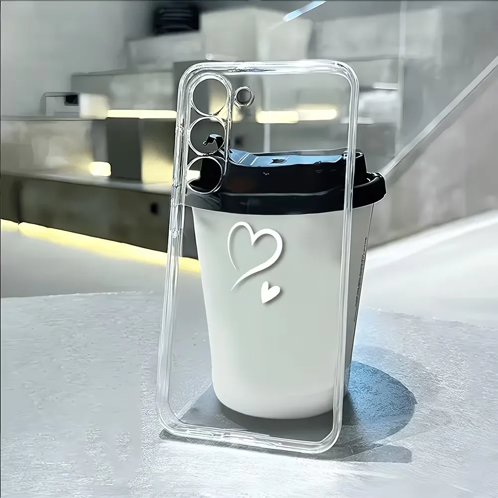 Trendy Anti-Drop Clear TPU Double Hearts Phone Case For Samsung Galaxy A73 A72 A71 A70 A70s A56 A55 A54 A53 A52 A52s 5G 4G Cover view 3