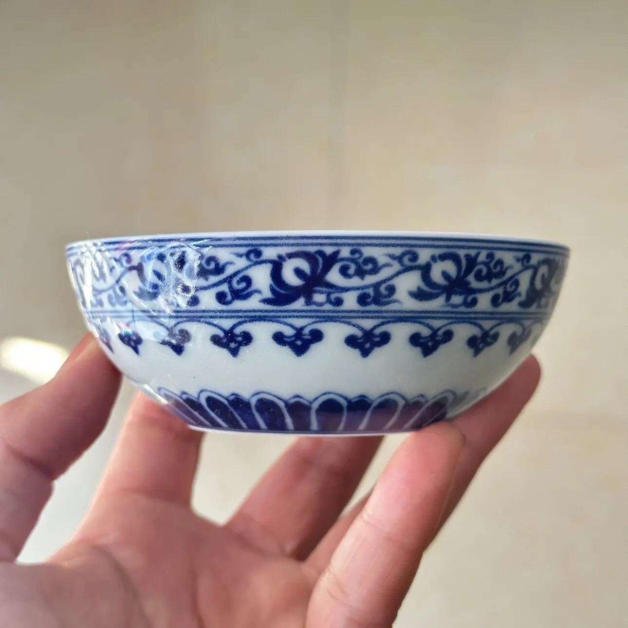Jingdezhen Antique Ceramics Baoxiang Cup Cup Single Cup Blue and White Interlock Branch Pu'er Personal Tea Cup Tea Tasting Cup